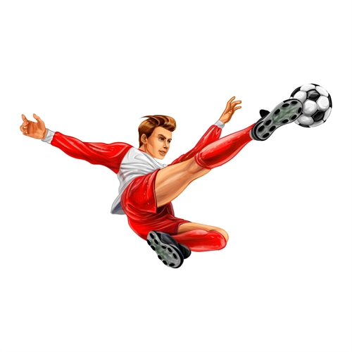 Soccer or Football Theme Aerial Kick Transparent Sticker